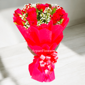 Red Rose Bouquet With Rasmalai Cake - Image 2