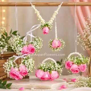 Pink and  Baby's Breath Real Flowers Jewelry