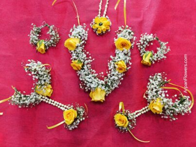 Yellow Rose with Baby's Breath Flower jewellery - Image 3