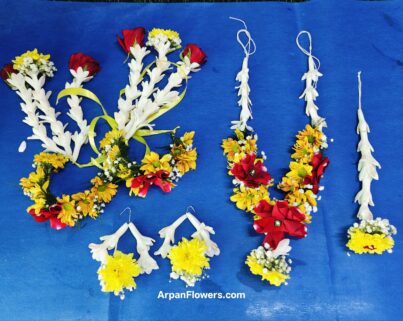 Yellow and Rajnigandha flowers jewellery - Image 2