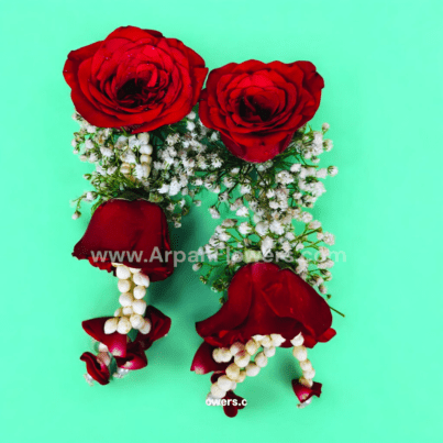 Red Rose and Baby's Breath Flowers Jewellery - Image 4
