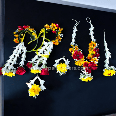 Yellow and Rajnigandha flowers jewellery - Image 5