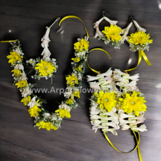 Yellow and Rajnigandha flowers jewellery
