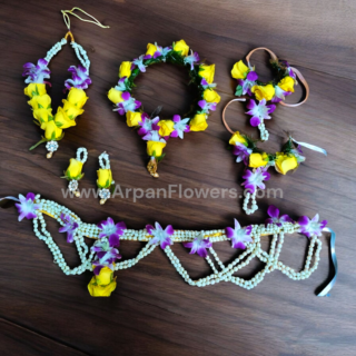 Orchid &Yellow Rose Flowers Jewellery