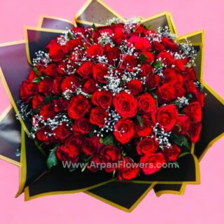 130-Rose-Bouquet-in-Black-Paper