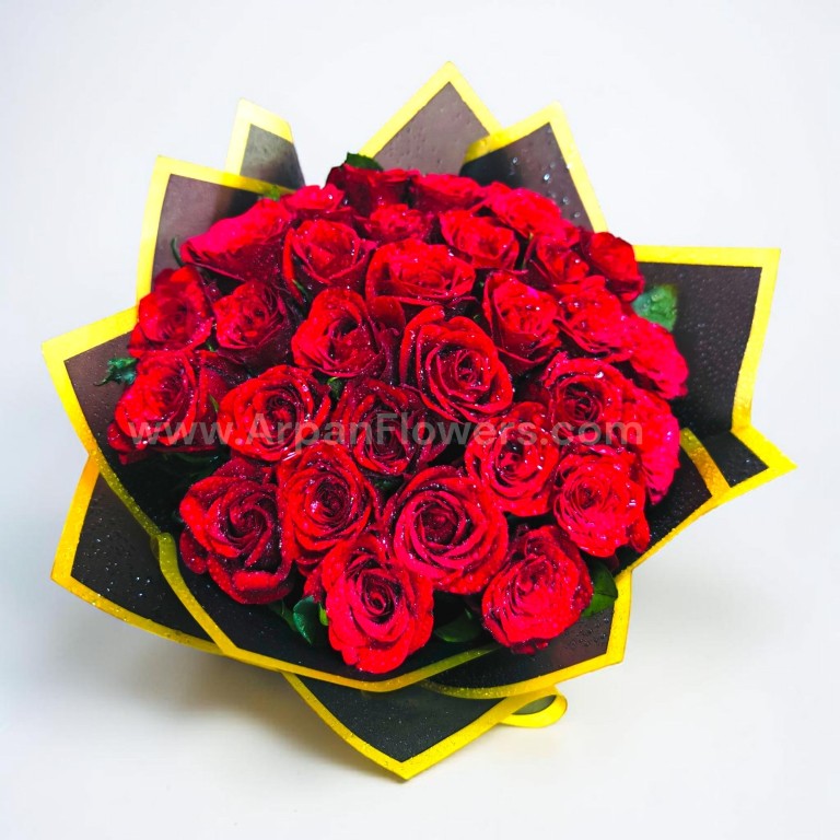 30 Red Roses in Black Paper Packing 2 30 Red Roses in Black Paper Packing