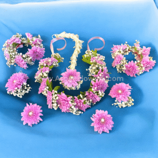 Purple Chrysanthemum with Baby's Breath Flowers Jewellery