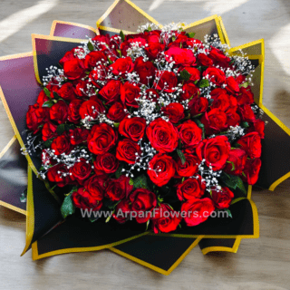 130 Rose Bouquet in Black Paper