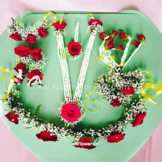 Red Rose and Baby's Breath Flowers Jewellery