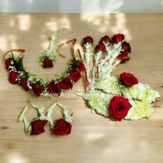 Red Rose & Sevanthi Flower jewellery