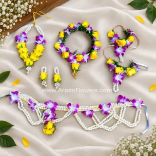 Orchid & Yellow Rose Flowers Jewellery