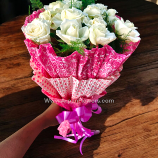 White Rose Bouquet in Packing