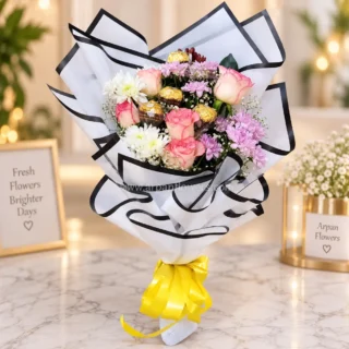 Pink Flowers With Chocolate