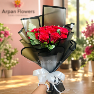 Red Rose Bouquet Black paper