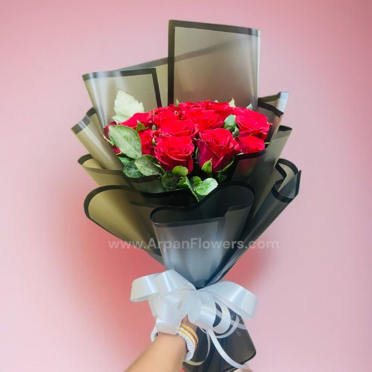 Red Rose Bouquet Black paper 1 Red Rose Bouquet Black paper