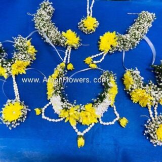 Yellow Rose with Baby's Breath Flower jewellery