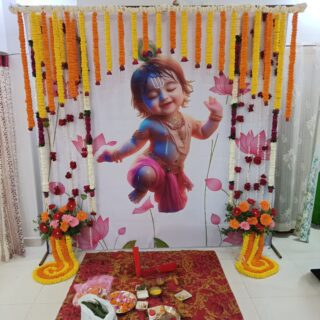 Pooja Decoration With Backdrop Photos