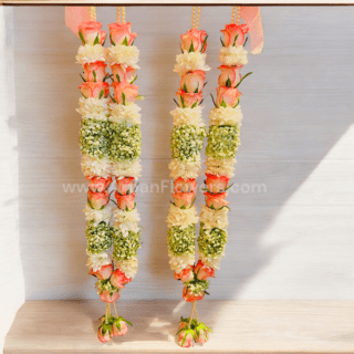 Baby's Breath & light Pink Rose varmala