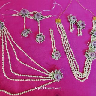 White Moti Flower jewellery with Baby's Breath