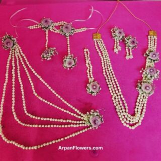 White Moti Flower jewellery with Baby's Breath