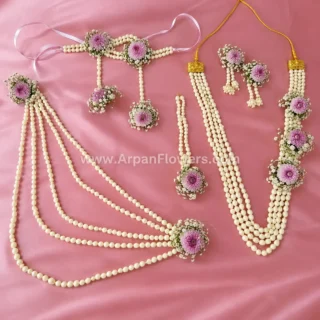 White Moti Flower jewellery with Baby’s Breath