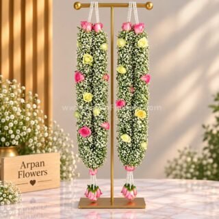 Baby's Breath Varmala with Mix Rose