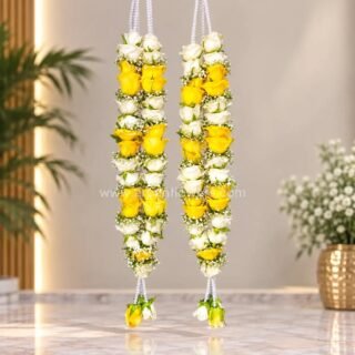 White Rose & Yellow Rose With baby's Breath varmala