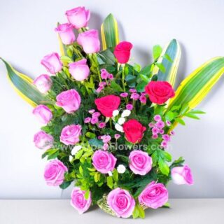 Baby pink Rose Basket Bouquet