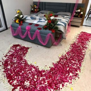 Bed Decoration with Rose petals
