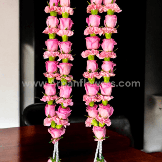 Pink Carnation with Pink Rose Varmala