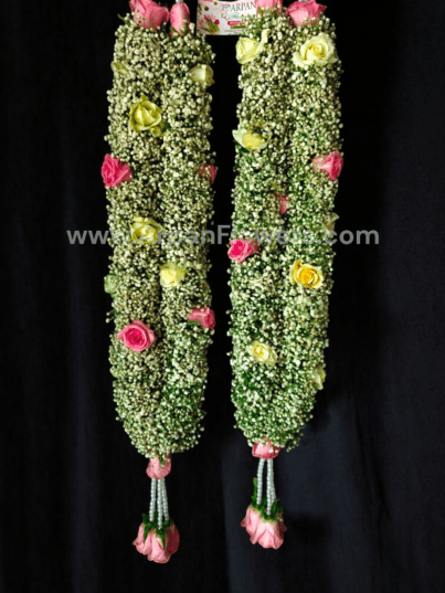 Baby's Breath Varmala with Mix Rose