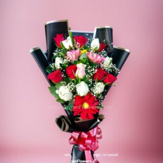 Mix Flower Bouquet in Black Paper