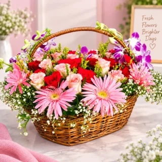 Mix Fresh Flowers Basket