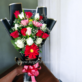 Mix Flower Bouquet in Black Paper