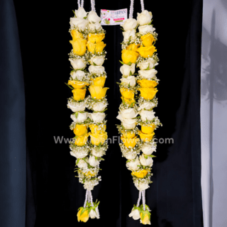 White Rose & Yellow Rose With baby's Breath varmala