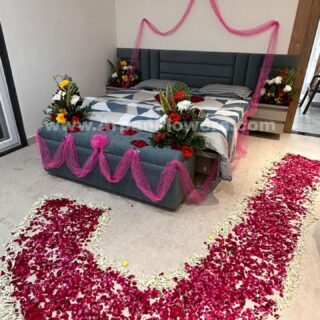 Bed Decoration with Rose petals