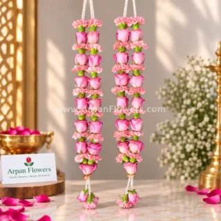Pink Carnation with Pink Rose Varmala