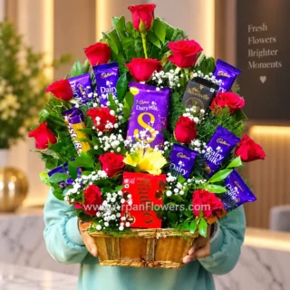 Red Rose Bouquet With Chocolate