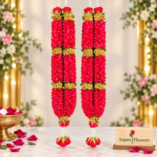 Red Rose Petals Varmala or Jaimala
