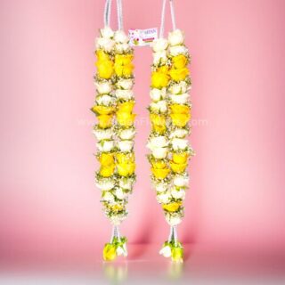 White Rose & Yellow Rose With baby's Breath varmala