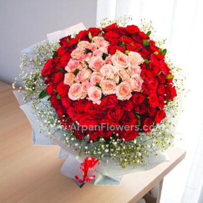100 Mix Rose Bouquet with Baby's Breath - Image 2