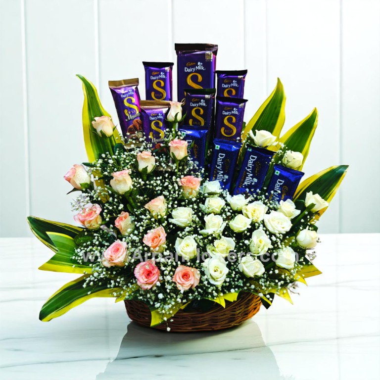 Chocolate with White & Pink Rose Bouquet 1 Chocolate with White & Pink Rose Bouquet