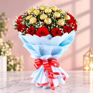 Ferrero Rocher Chocolate with Red rose