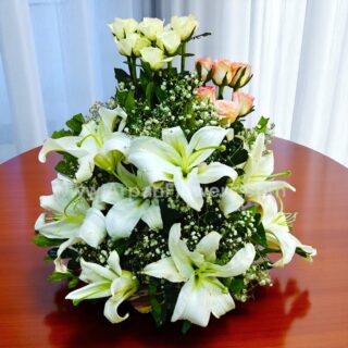 White lilies With White Rose Bouquet