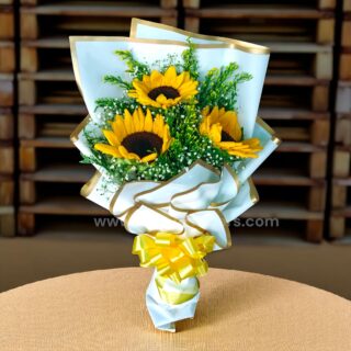 Sunflowers Bouquet with White Paper