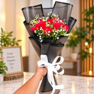 Red Rose in Black Paper