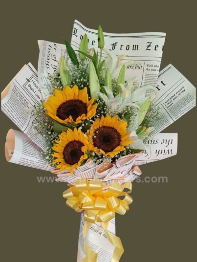 Sunflower with White Lilie's Bouquet