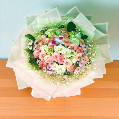 Mix Pink Flowers With Pink Paper Packing - Image 2
