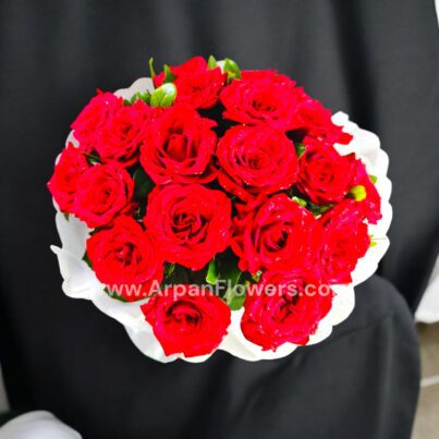 Red Rose Bouquet with white paper packing