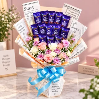 Chocolate Bouquet With News Paper Packing